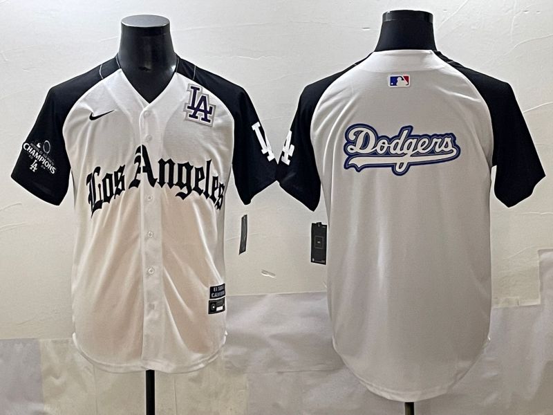 Men 2025 Los Angeles Dodgers Blank White black Five generations Joint Name Nike MLB Jersey style 52619->los angeles dodgers->MLB Jersey